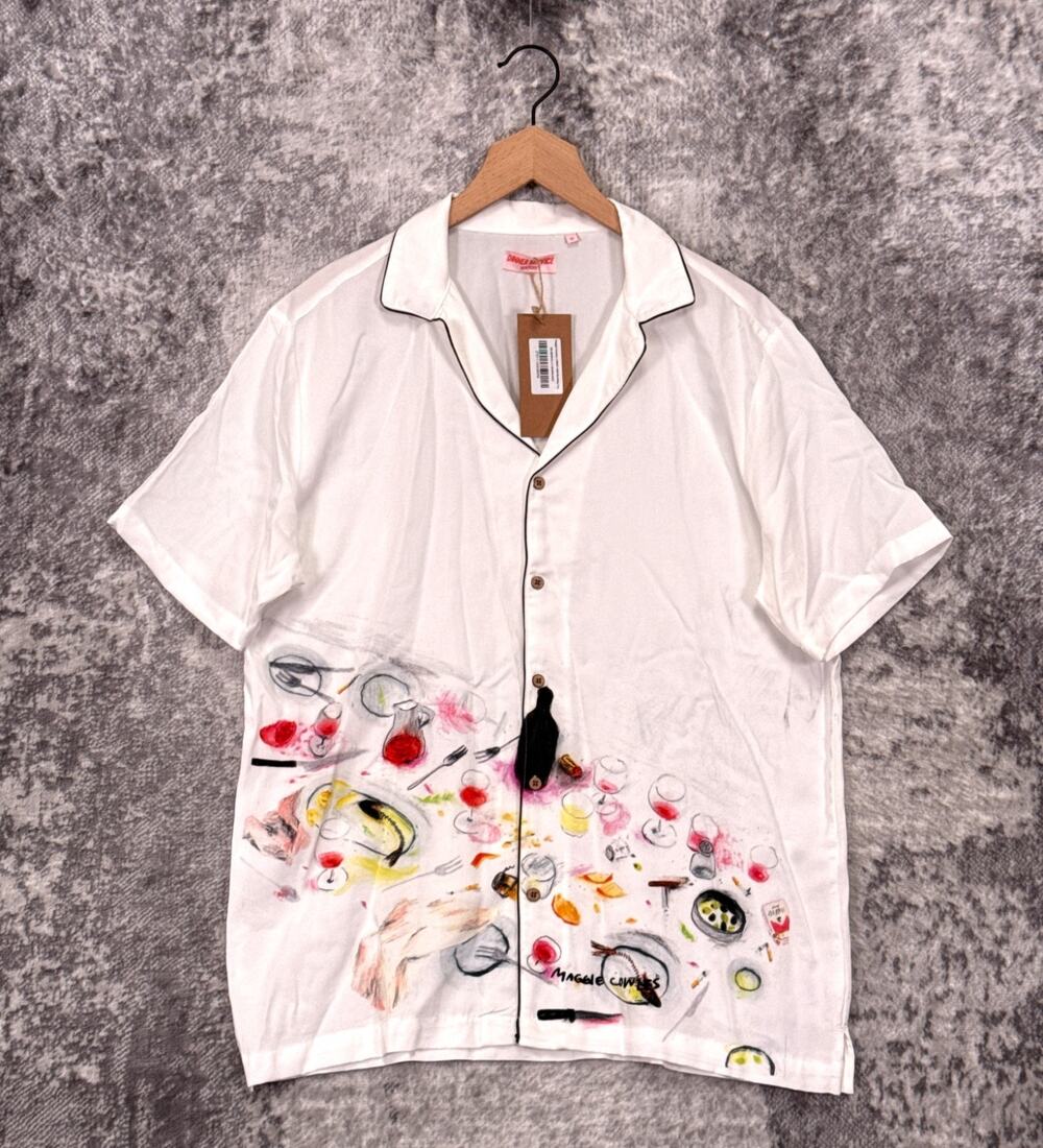 New Dinner Service NY x Maggie Cowles Shirt Medium Mens Art Bowling Camp